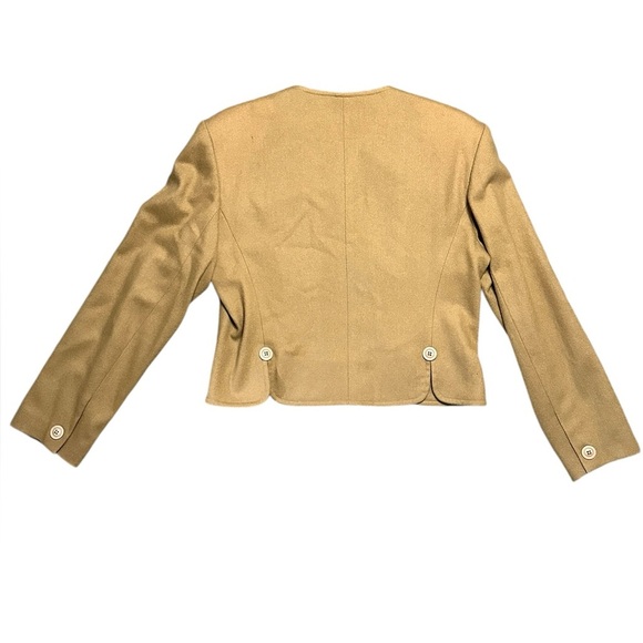 Vintage Orvis Wool Cropped Camel Blazer Jacket Size 12 - Picture 4 of 6
